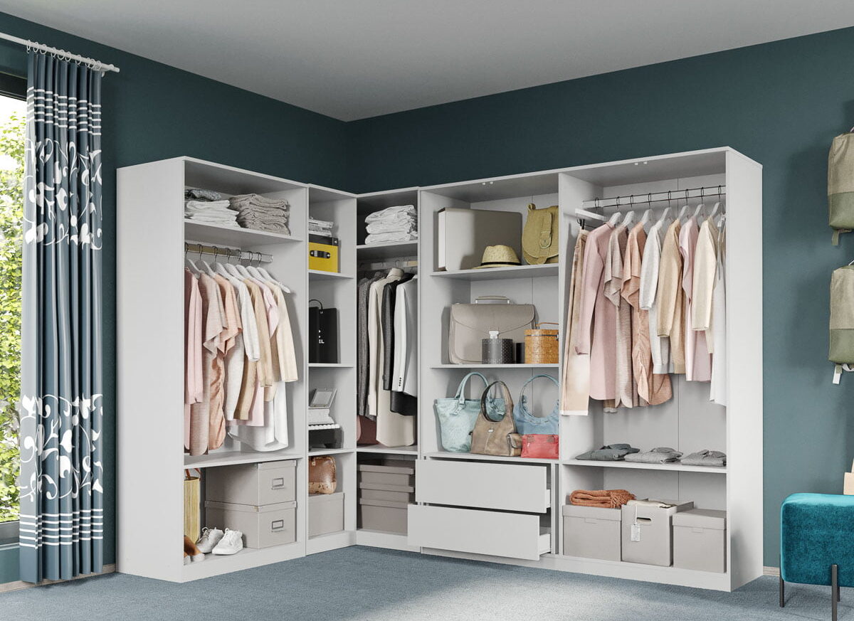 Dressing Dormitor pe colt Alb 169,8/253,4 cm - C26.1