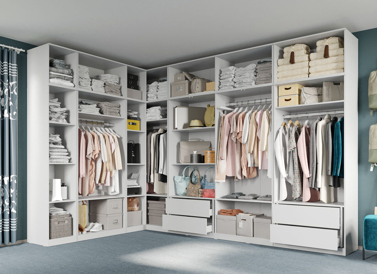 Dressing Dormitor pe colt Alb 210,8/336,4 cm - C32
