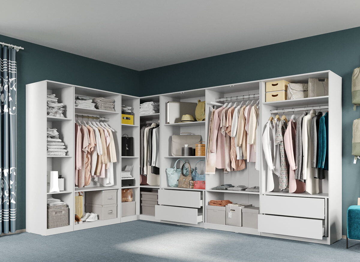 Dressing Dormitor pe colt Alb 210,8/336,4 cm - C32.1