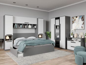 Set dormitor pe colt Gri+Alb - Tudor - C5 SERTAR