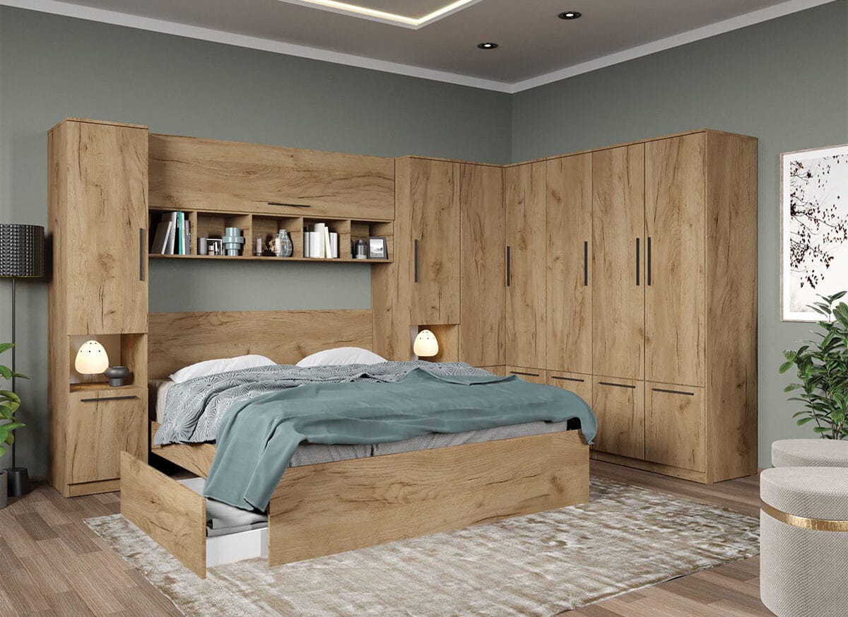 Set dormitor pe colt Stejar Auriu - Tudor - C6 SERTAR