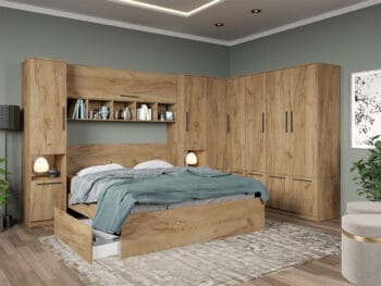 Set dormitor pe colt Stejar Auriu - Tudor - C6 SERTAR