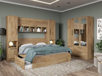 Set dormitor pe colt Stejar Auriu - Tudor - C7 SERTAR