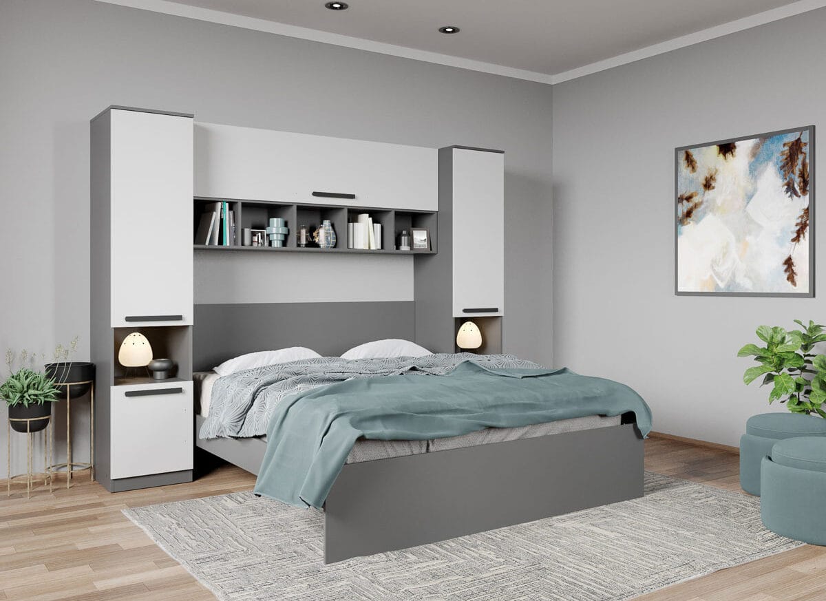 Set dormitor de Tineret Gri+Alb - Tudor - C2