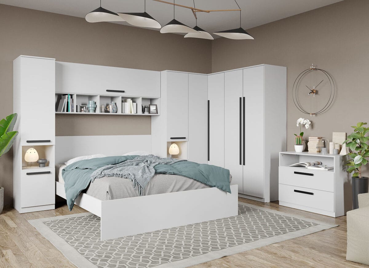 Set dormitor pe colt Alb - Tudor - C3