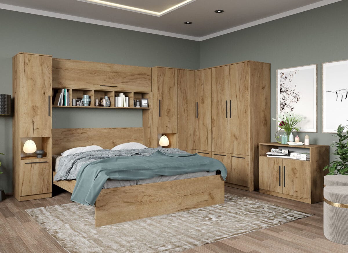 Set dormitor pe colt Stejar Auriu - Tudor - C3