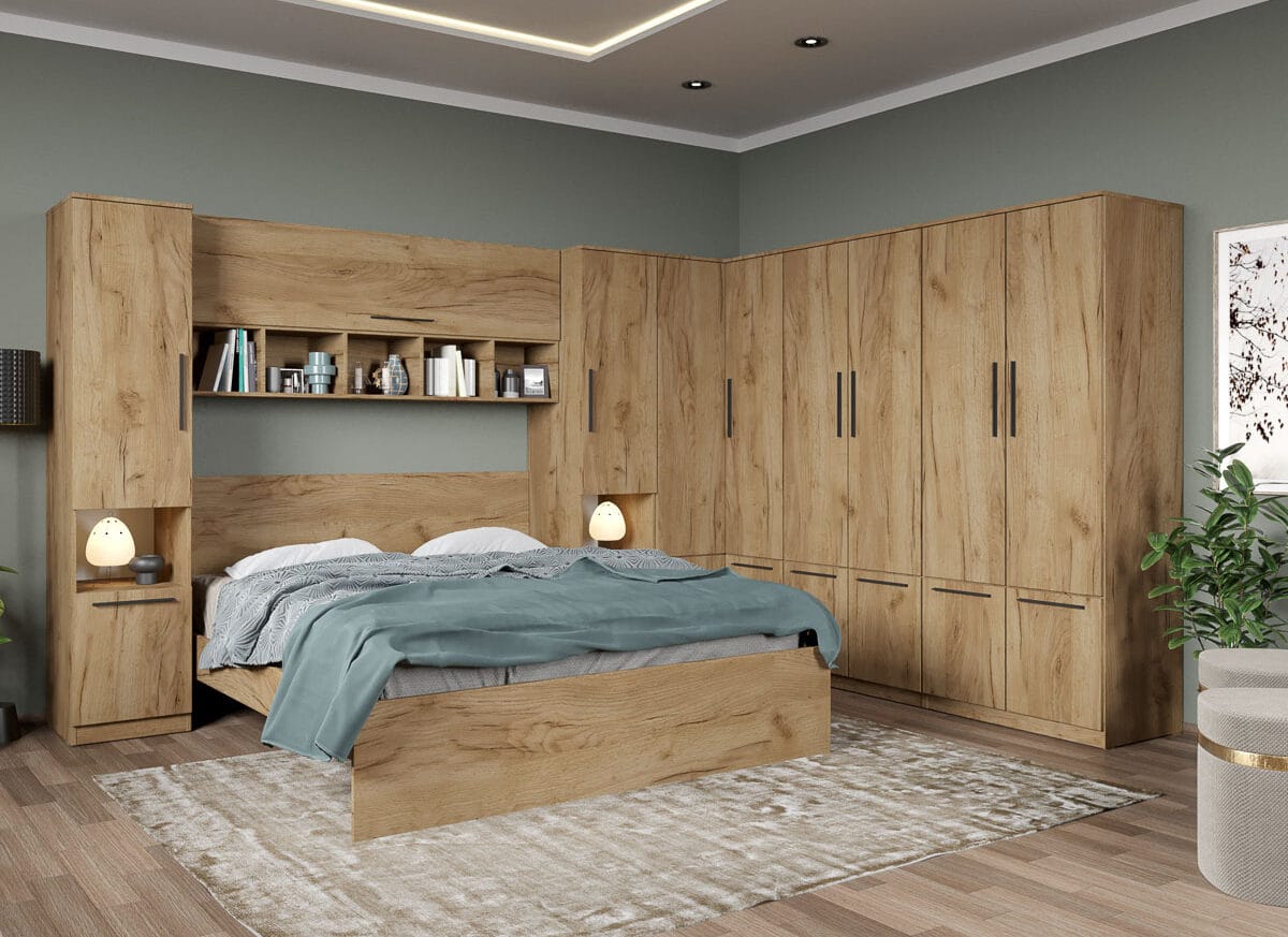 Set dormitor pe colt Stejar Auriu - Tudor - C4