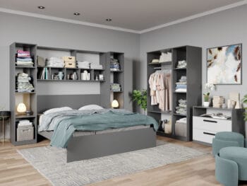 Set dormitor de Tineret Gri + Alb - Tudor - C5 - imagine 2