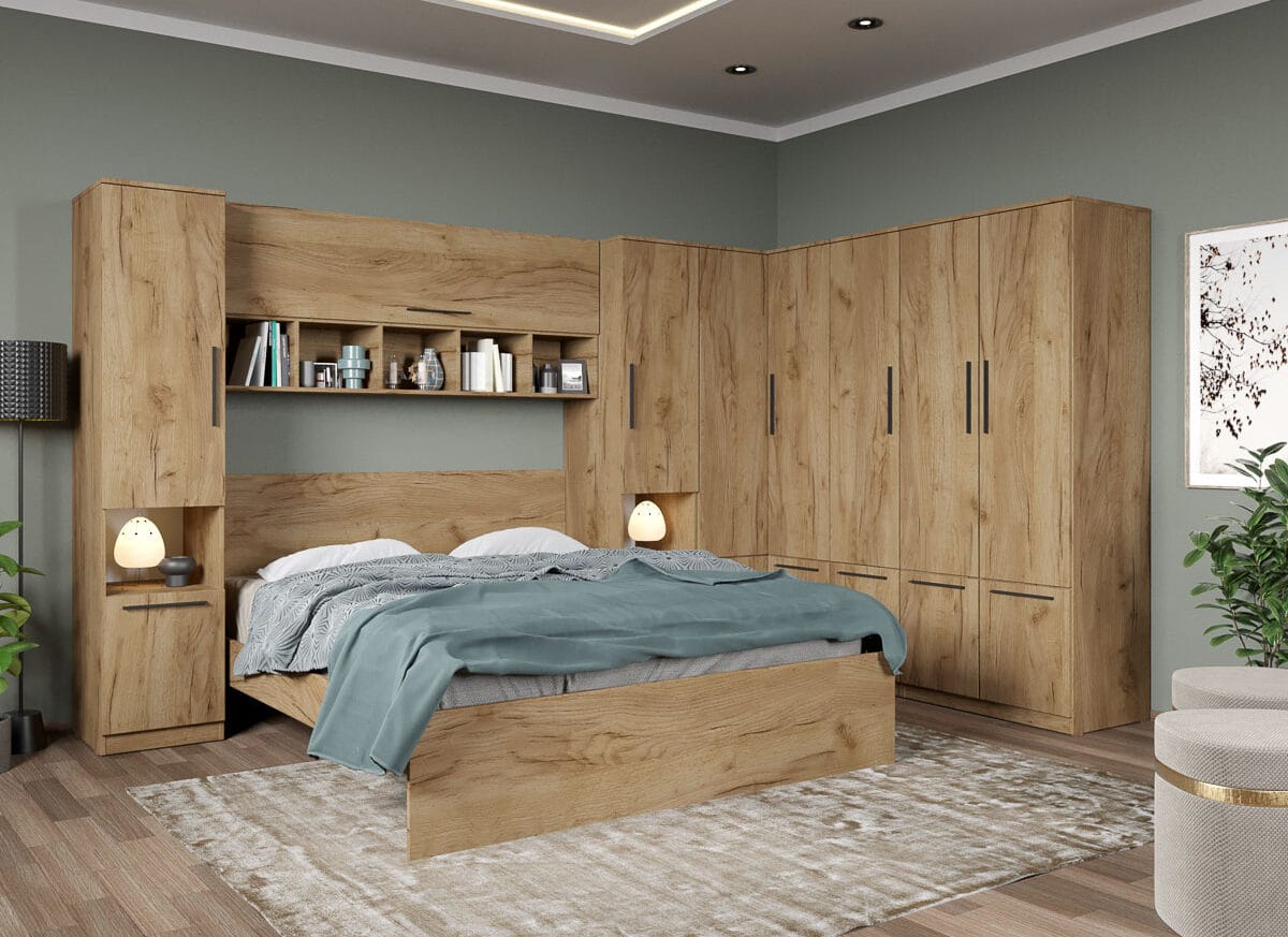 Set dormitor pe colt Stejar Auriu - Tudor - C6