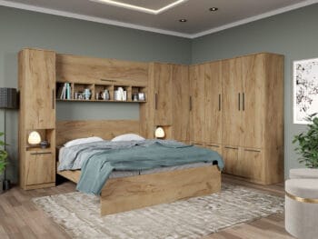 Set dormitor pe colt Stejar Auriu - Tudor - C6