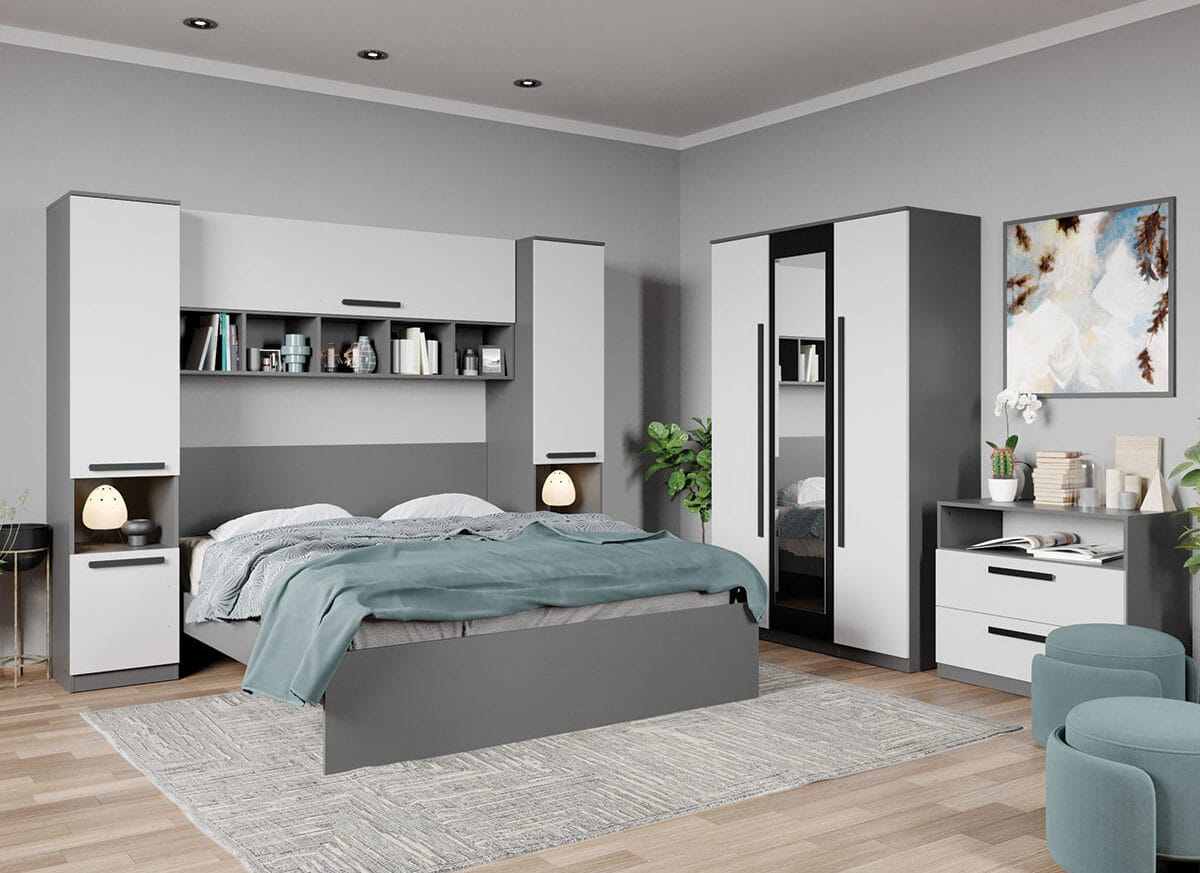 Set dormitor de Tineret Gri + Alb - Tudor - C5