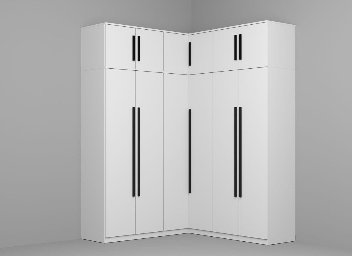 Dressing Dormitor pe colt cu usi - Alb 169,8/130 cm - C1