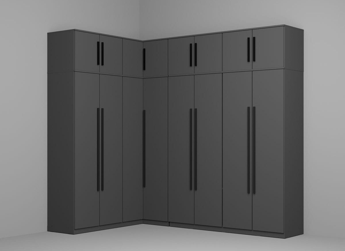 Dressing Dormitor pe colt cu usi - Gri - C3
