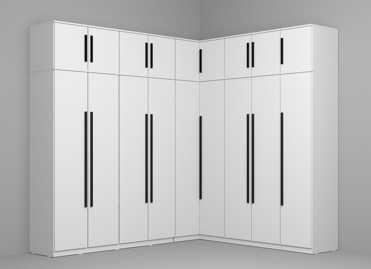 Dressing Dormitor pe colt cu usi - Alb 169,8/130 cm - C1