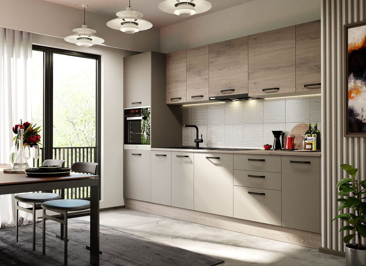 Mobila Bucatarie Elva 304,8 cm Gri/Cremona - Configuratia 19