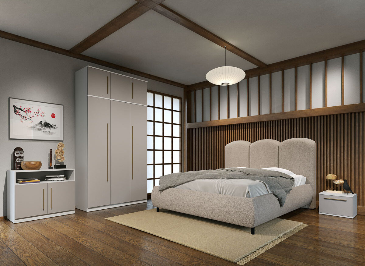 Set dormitor Casmir cu pat tapitat fix - Tokio - C02