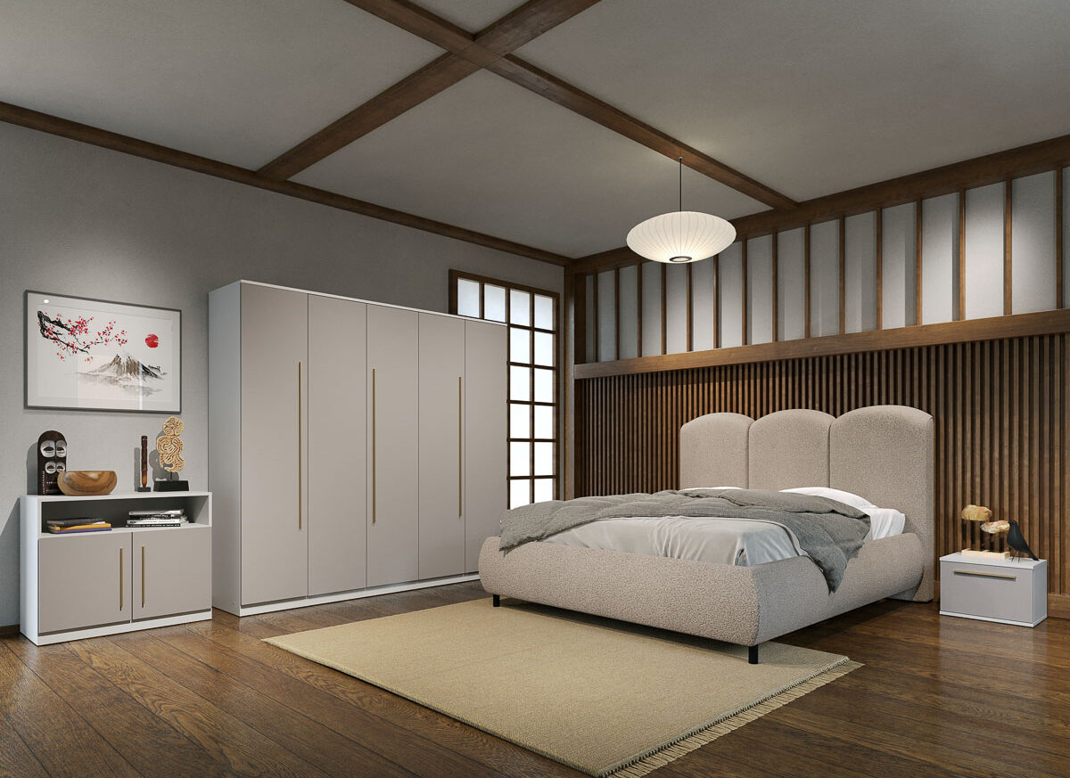 Set dormitor Casmir cu pat tapitat fix - Tokio - C05