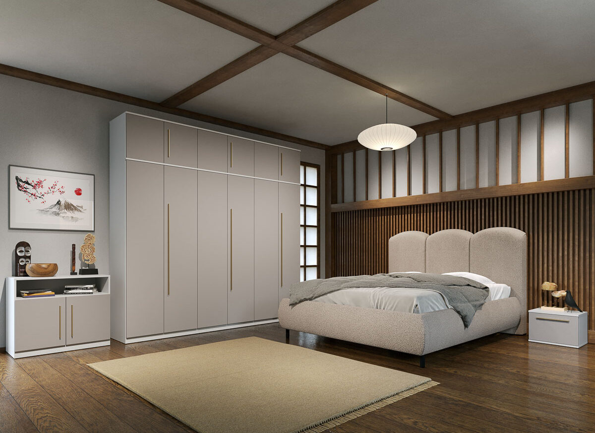 Set dormitor Casmir cu pat tapitat fix - Tokio - C07