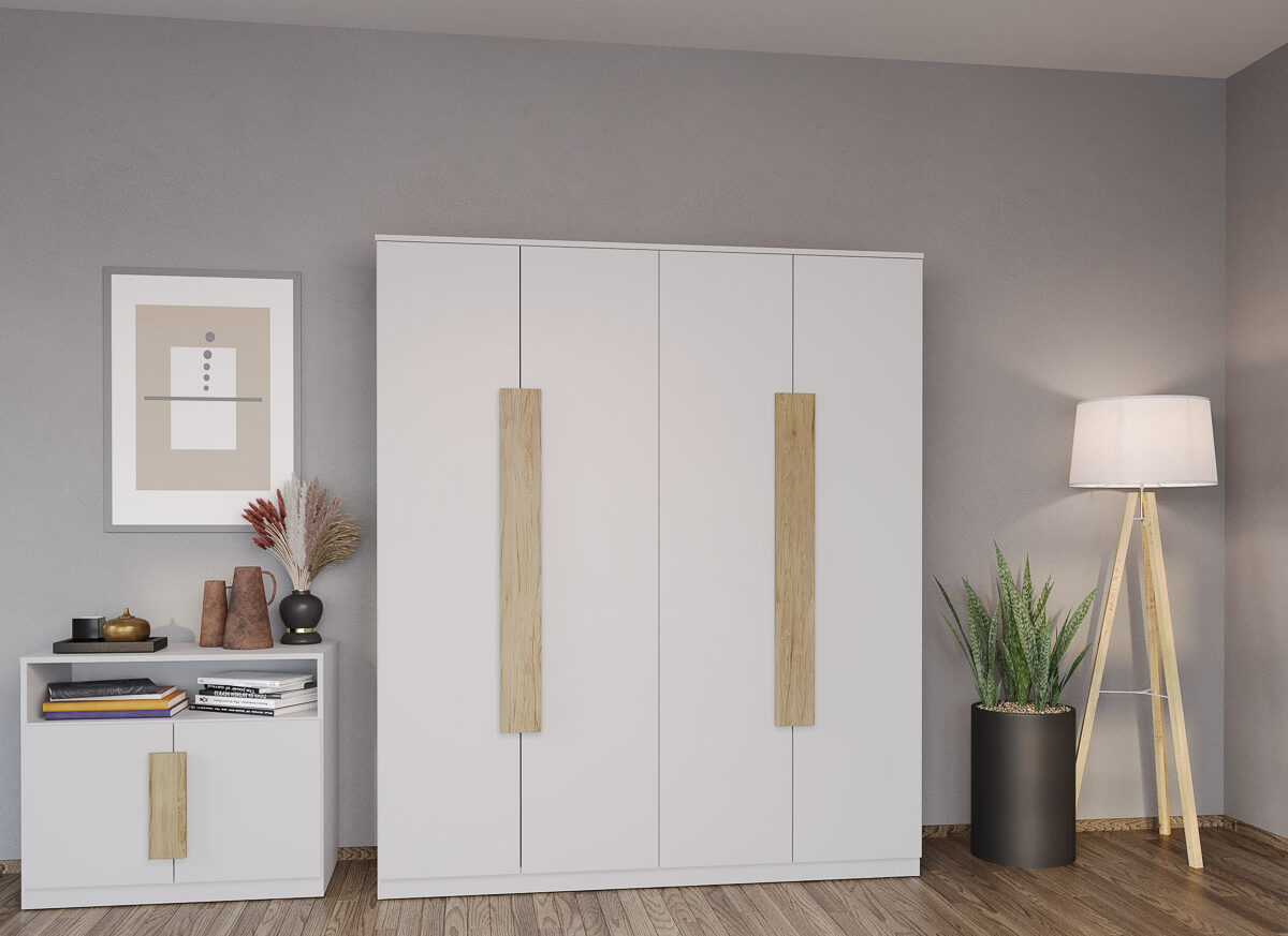 Dulap dormitor 4 usi Alb 164 x 192.5 cm - Aeris