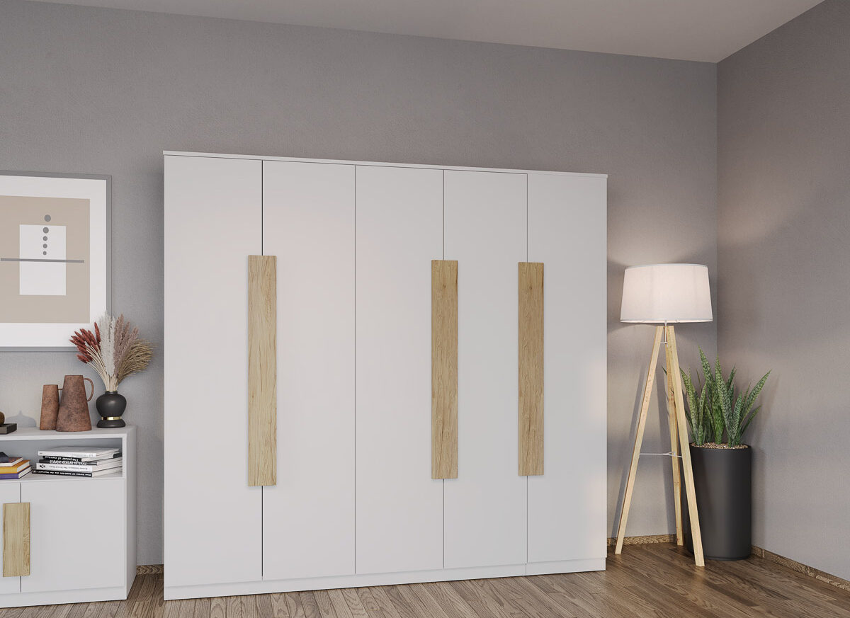 Dulap dormitor 5 usi Alb 205.4 x 192.5 cm - Aeris