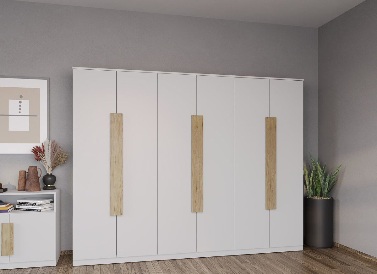 Dulap dormitor 6 usi Alb 247.4 x 192.5 cm - Aeris