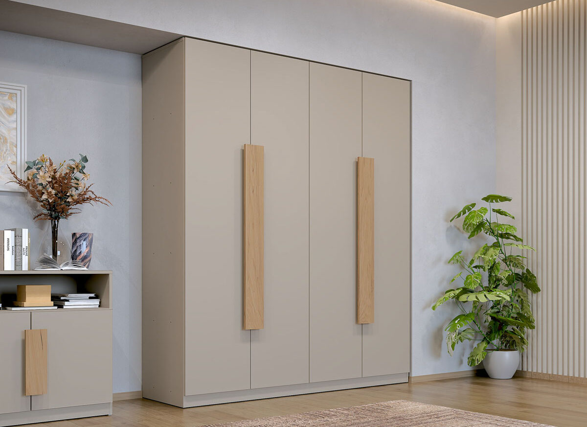 Dulap Dormitor Levi 4U - Bej/Casmir - 164x48x192 cm