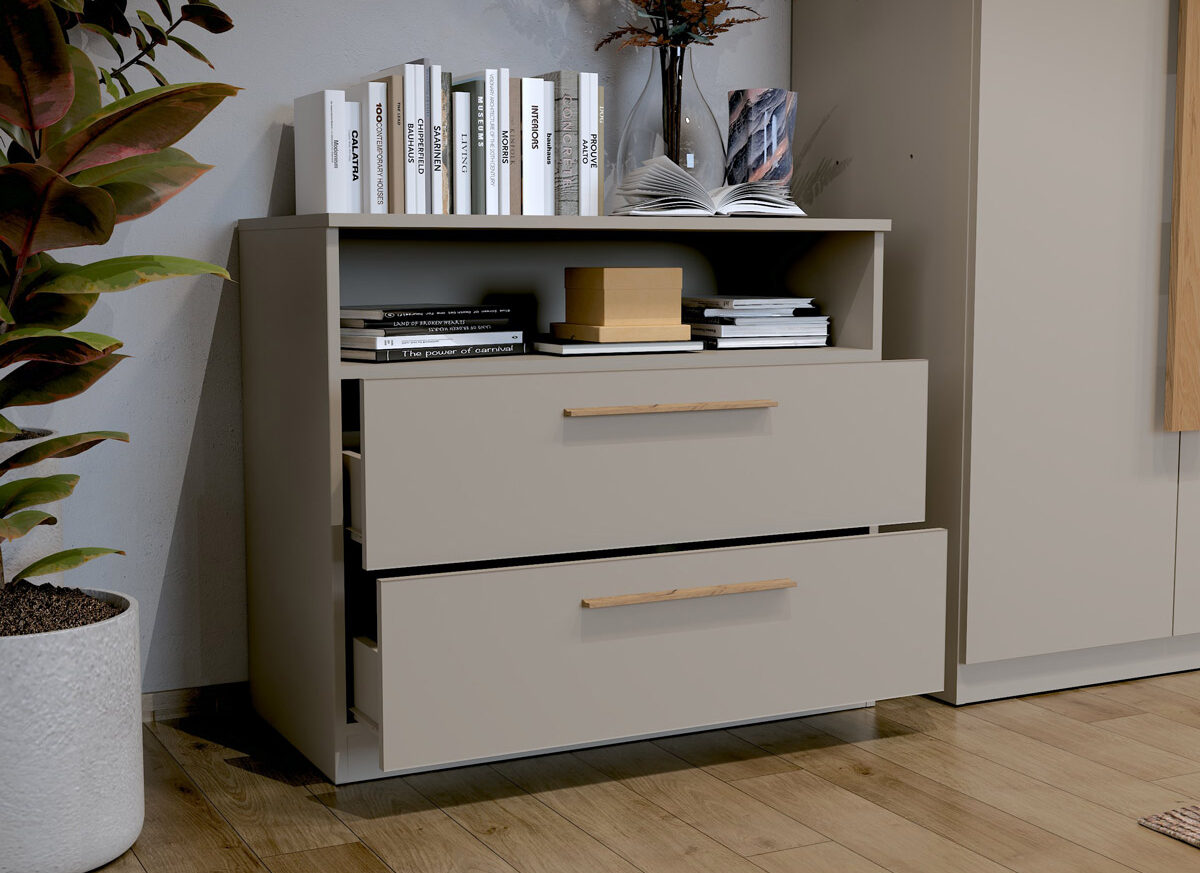 Comoda TV Dormitor Levi - cu sertare - Casmir/Bej
